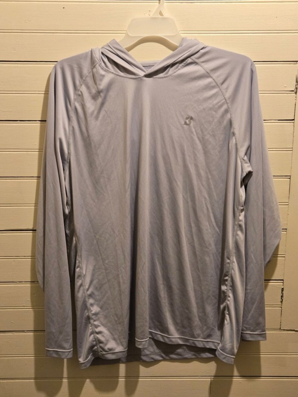 Mens 2XL Hooded Long Sleeve Polyester Sun Shirt Breathable Light Gray